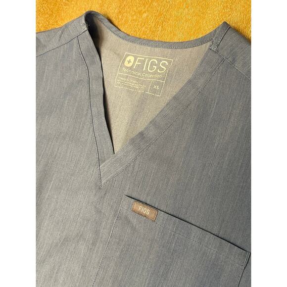 Figs Catarina One-Pocket Scrub Top HEATHERED INDIGO Extra Small - Picture 2 of 5